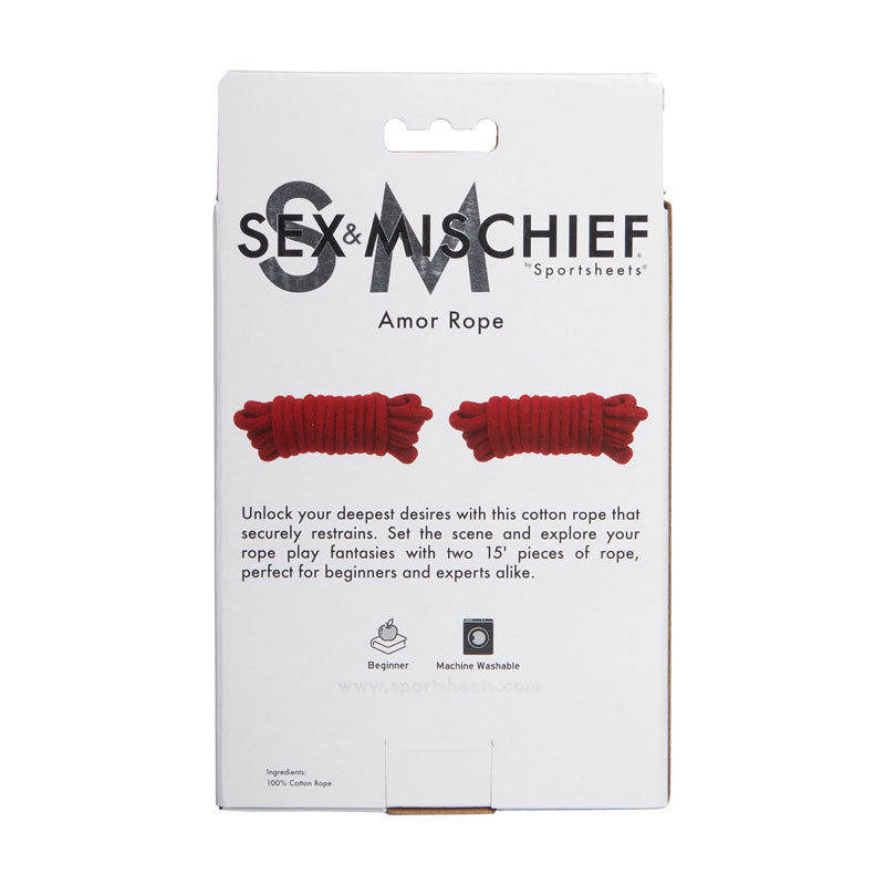 Sex & Mischief Amor Rope 9 Metres Red Cotton Restraint