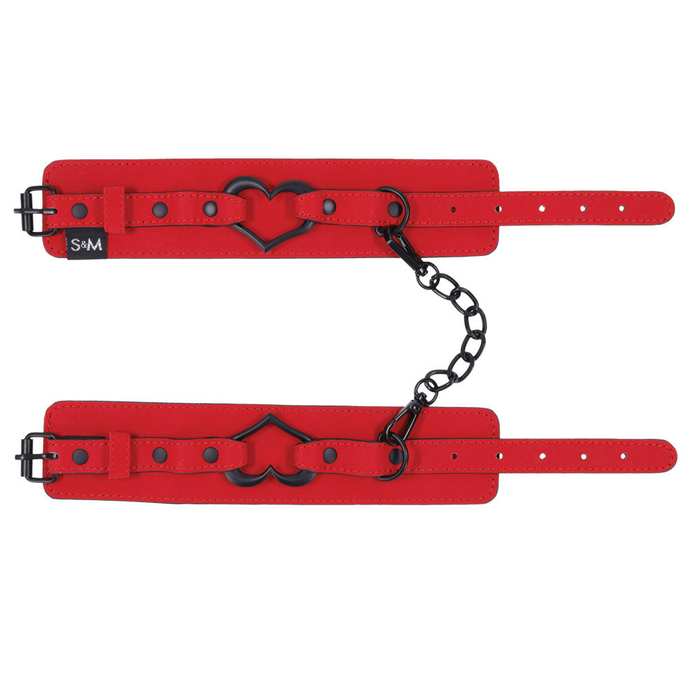 Sex & Mischief Amor Handcuffs in Red Vegan Leather