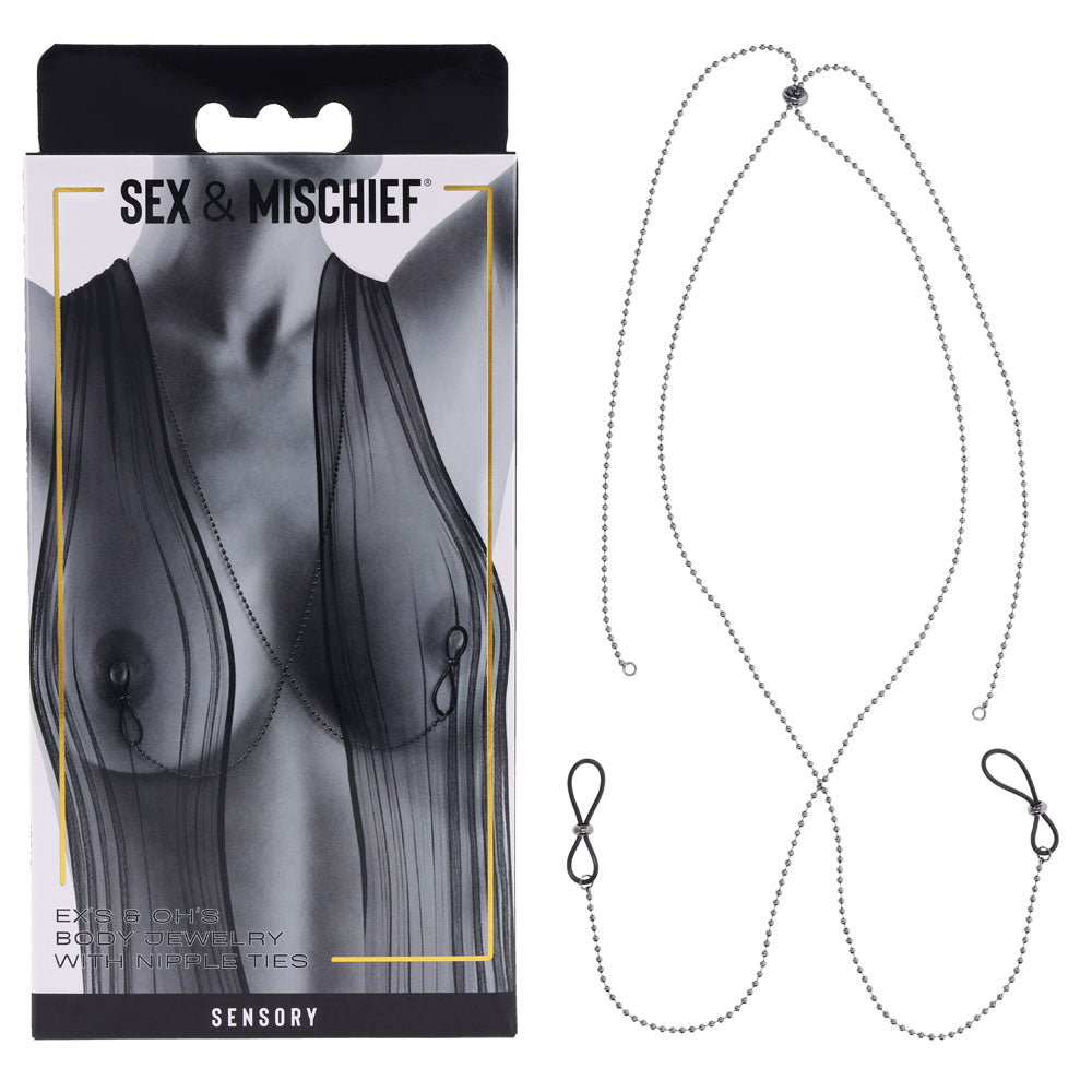 S&M Exs & Ohs Body Jewelry Nipple Ties Metal Chain Adjustable