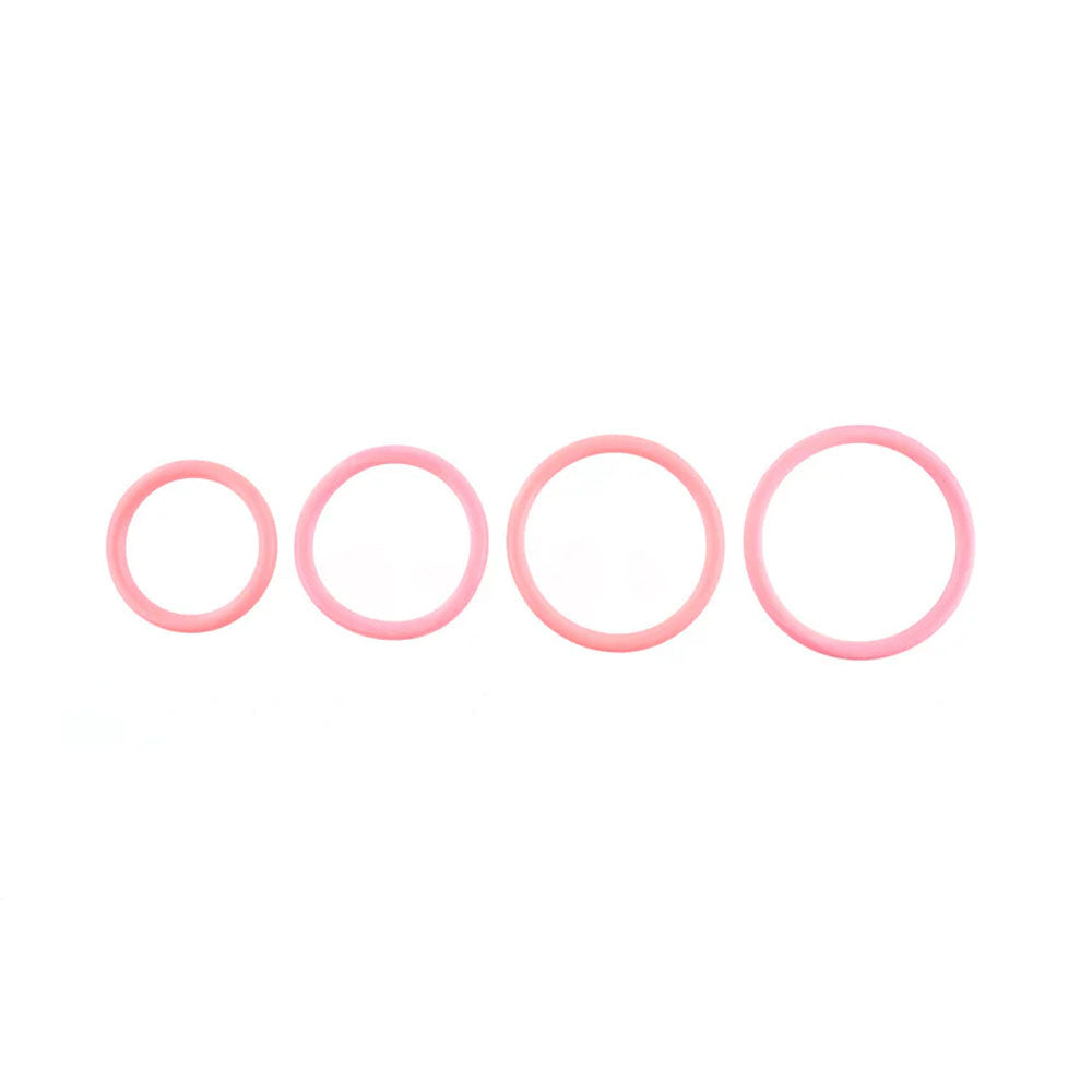 Sportsheets Rubber O-Rings (Coral) – Latex-Free Stretchy Cock Ring Set 4 Pack