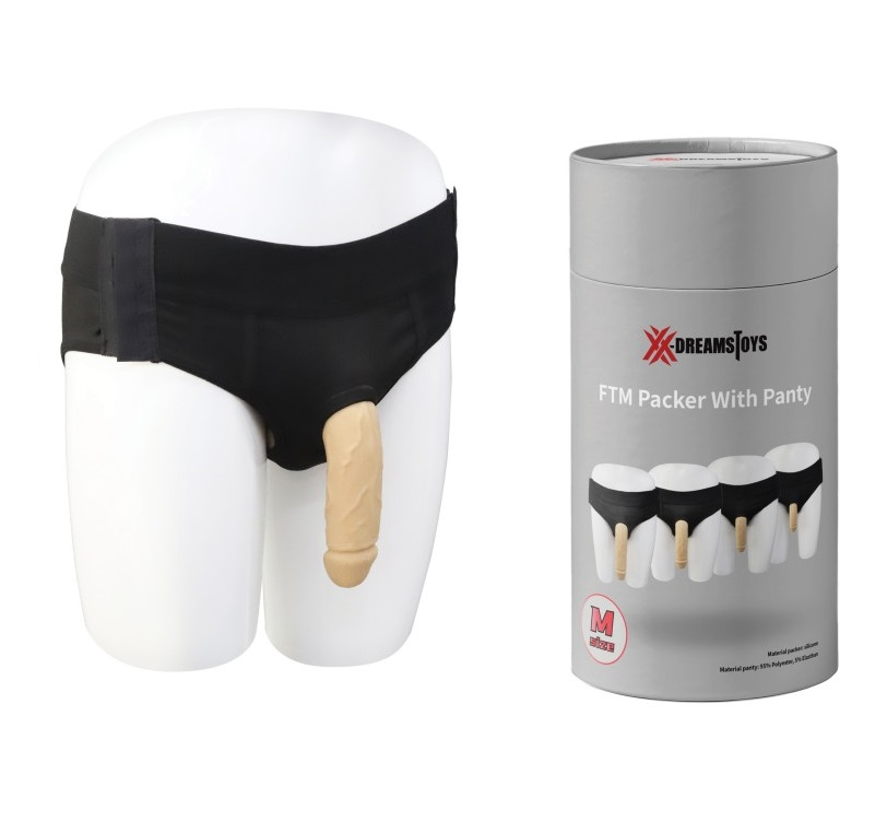 XX-DREAMSTOYS FTM Packer with Panty Size M Silicone Packer and Black Polyester-Elastane Underpants
