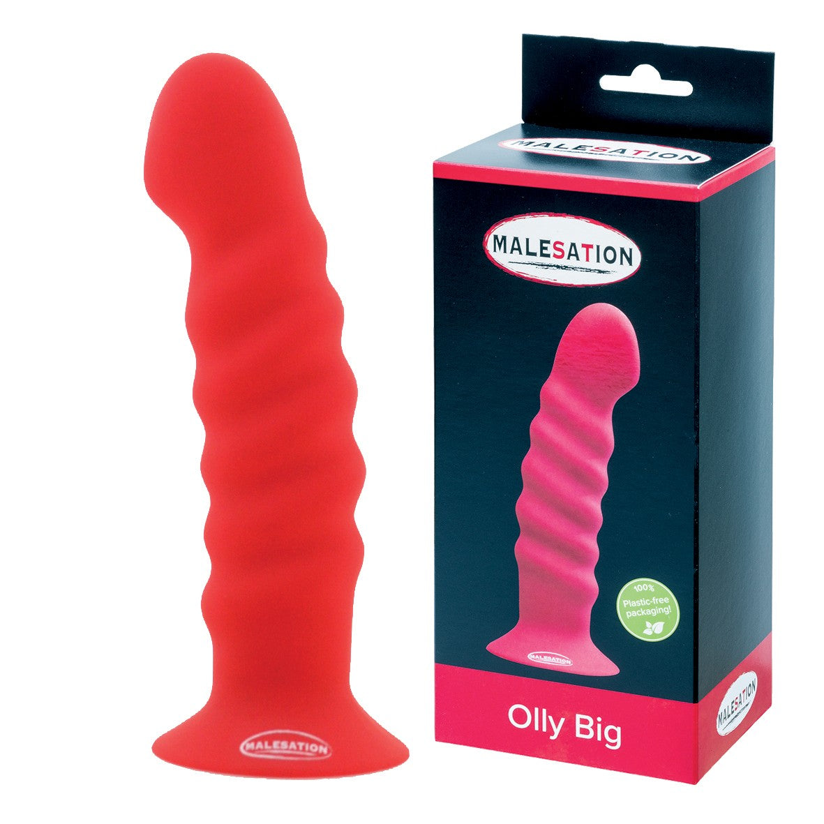 Malesation Olly Dildo Large Red Silicone with Suction Cup 19.7 cm Length