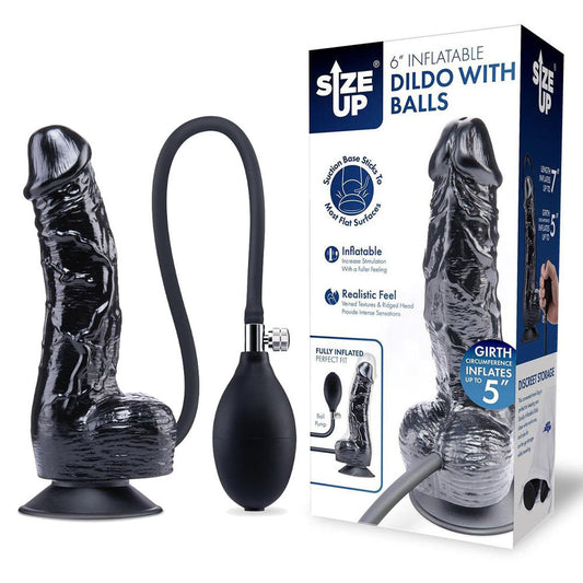 Size Up 6 Inch Inflatable Dildo with Balls – 7 Inch Inflatable Dildo