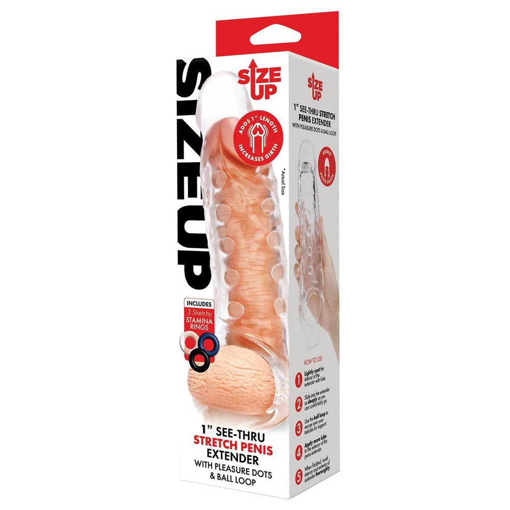 Size Up 1 Inch See Thru Stretch Penis Extender