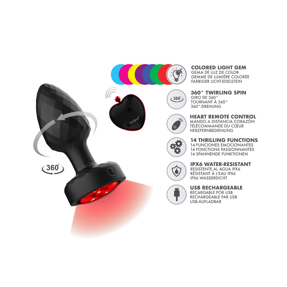 Cheeky Charms Twila – Light-Up Rotating Vibrating Anal Plug with Remote
