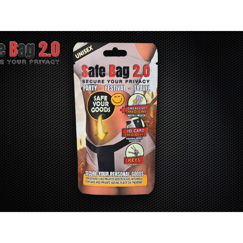 Safe Bag 2.0 Black Medium - For Hidden Valuables Under Clothes