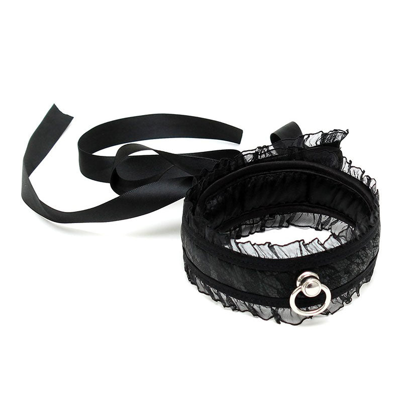 Satin Look Black Collar with O Ring – Elegant Collar Accessory
