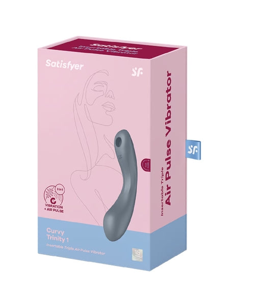 Satisfyer Curvy Trinity 1 Bluegrey 3-in-1 Air Pulse Lay-On and G-Spot Vibrator with 11 Intensity Levels and 12 Vibration Programs