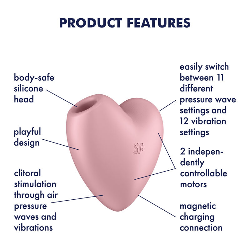 Satisfyer Cutie Heart Vibrator Pink Light Red Air Pulsation Stimulator