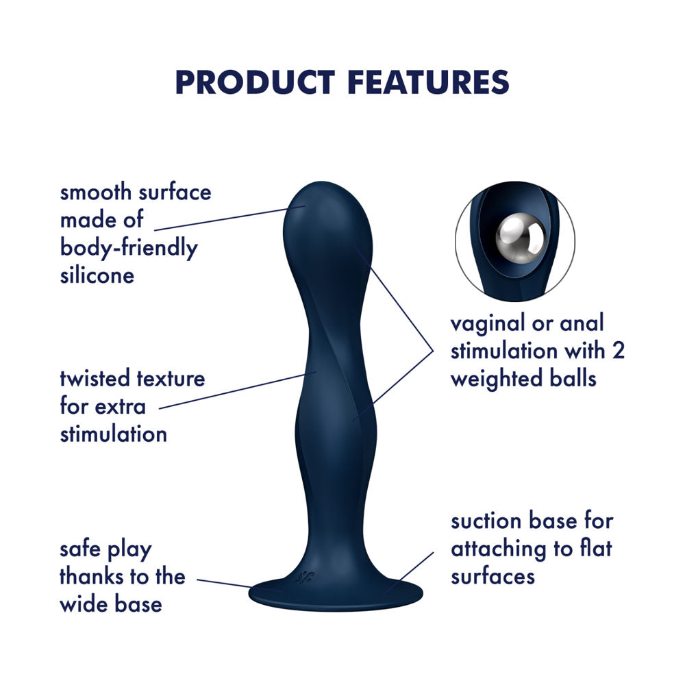Satisfyer Double Ball-R Dildo Blue 7 Inch Pleasure Toy
