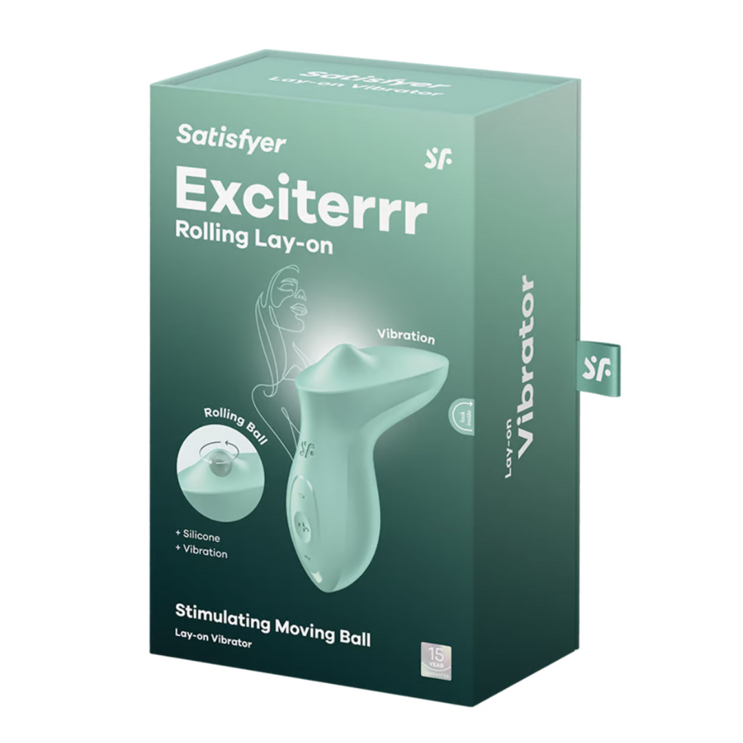 Satisfyer Exciterrr Mint Lay-On Vibrator with Rolling Stimulating Ball and Vibration