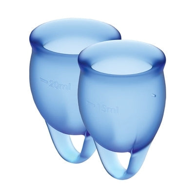 Satisfyer Feel Confident Menstrual Cup Dark Blue Set of 2 Cups 15ml and 20ml Medical Grade Silicone