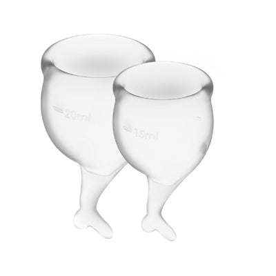 Satisfyer Feel Secure Menstrual Cup Transparent Medical Grade Silicone Set of 2 Cups 15ml and 20ml