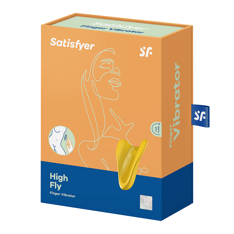 Satisfyer High Fly Yellow Finger Vibrator 7cm Body-Friendly Silicone Waterproof Rechargeable