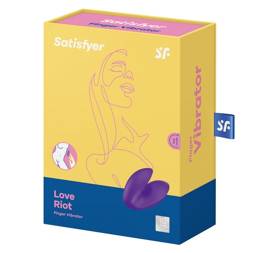Satisfyer Love Riot Purple Finger Vibrator Waterproof Medical Silicone with 12 Vibration Modes