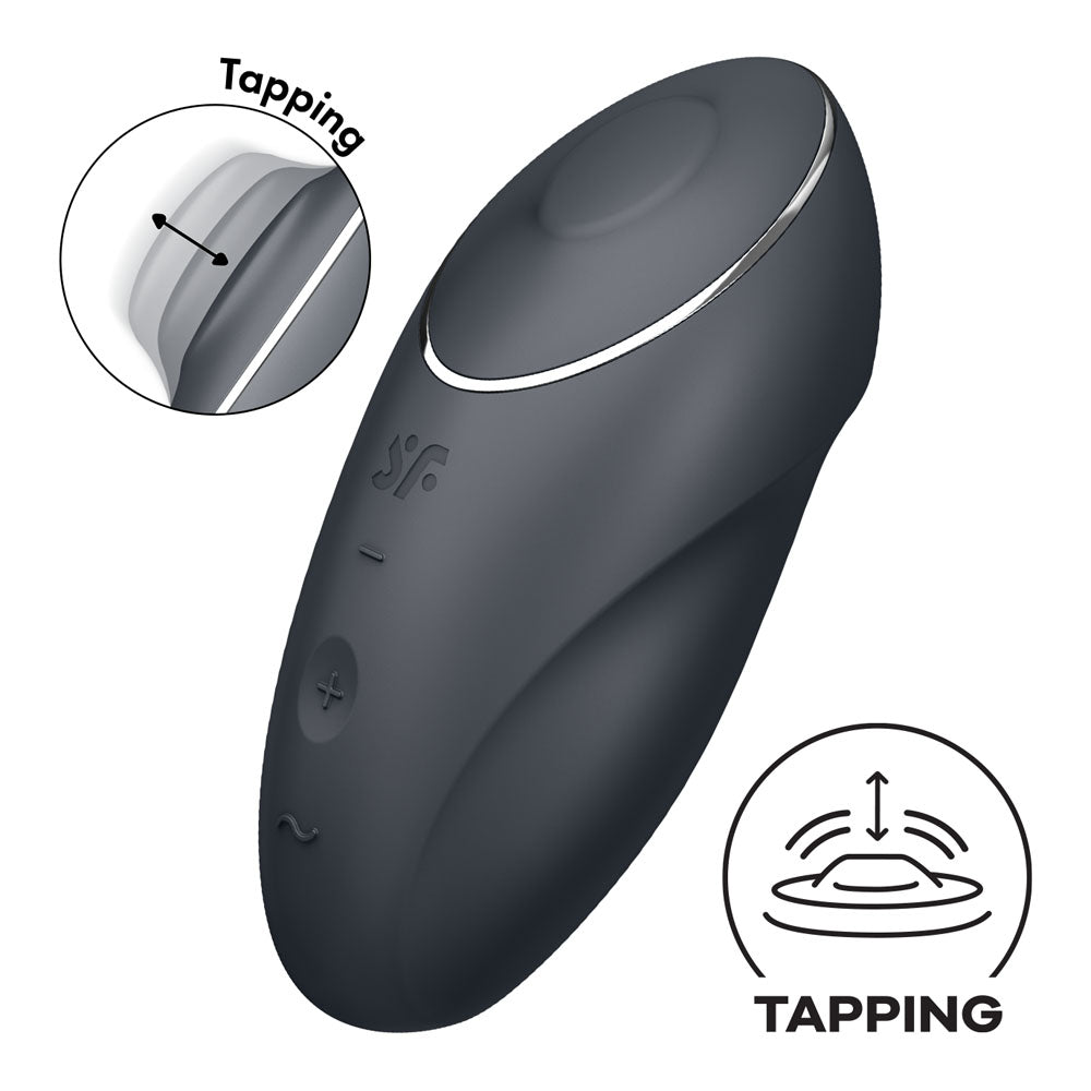 Satisfyer Tap & Climax 1 - Grey Lay-On Vibrator 8.6 Inch