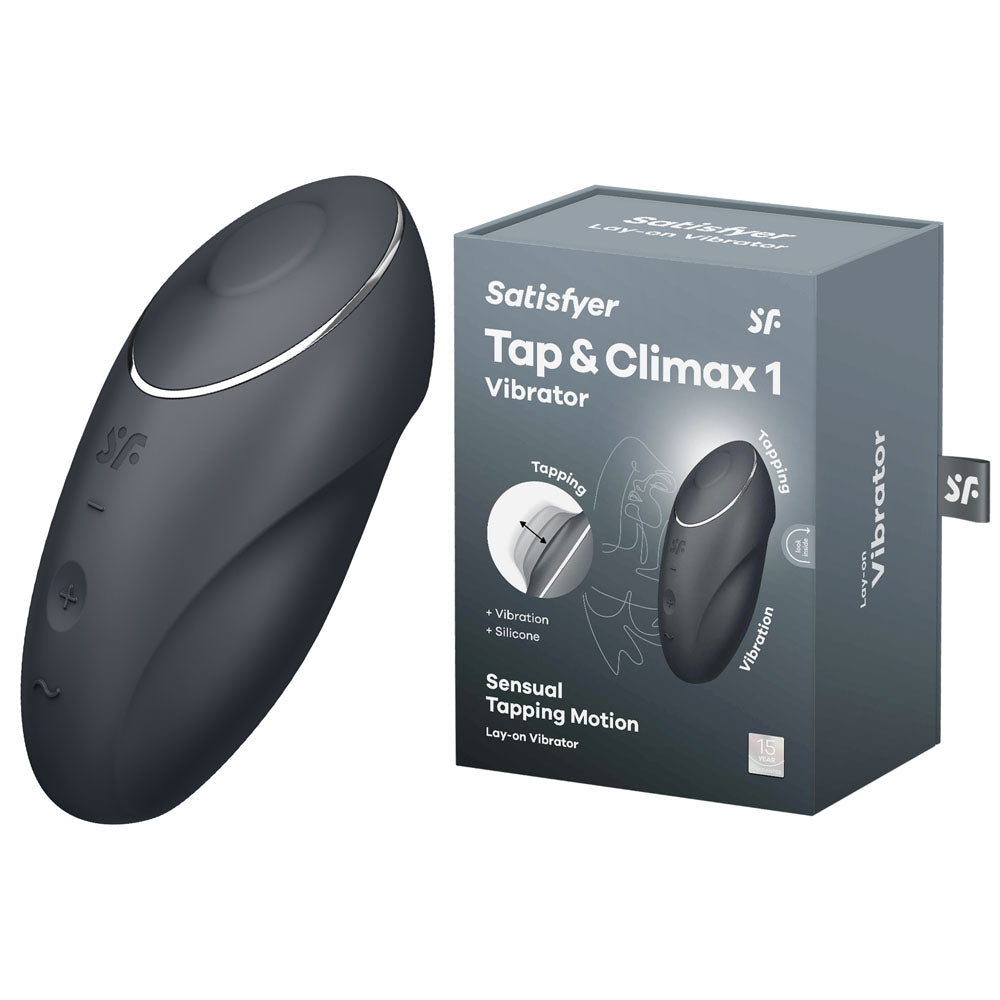 Satisfyer Tap & Climax 1 - Grey Lay-On Vibrator 8.6 Inch