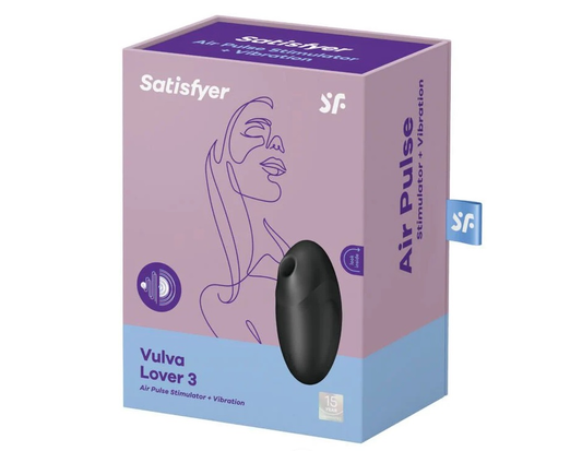 Satisfyer Vulva Lover 3 Black Double Air Pulse Vibrator with 11 Intensities and 10 Vibration Modes