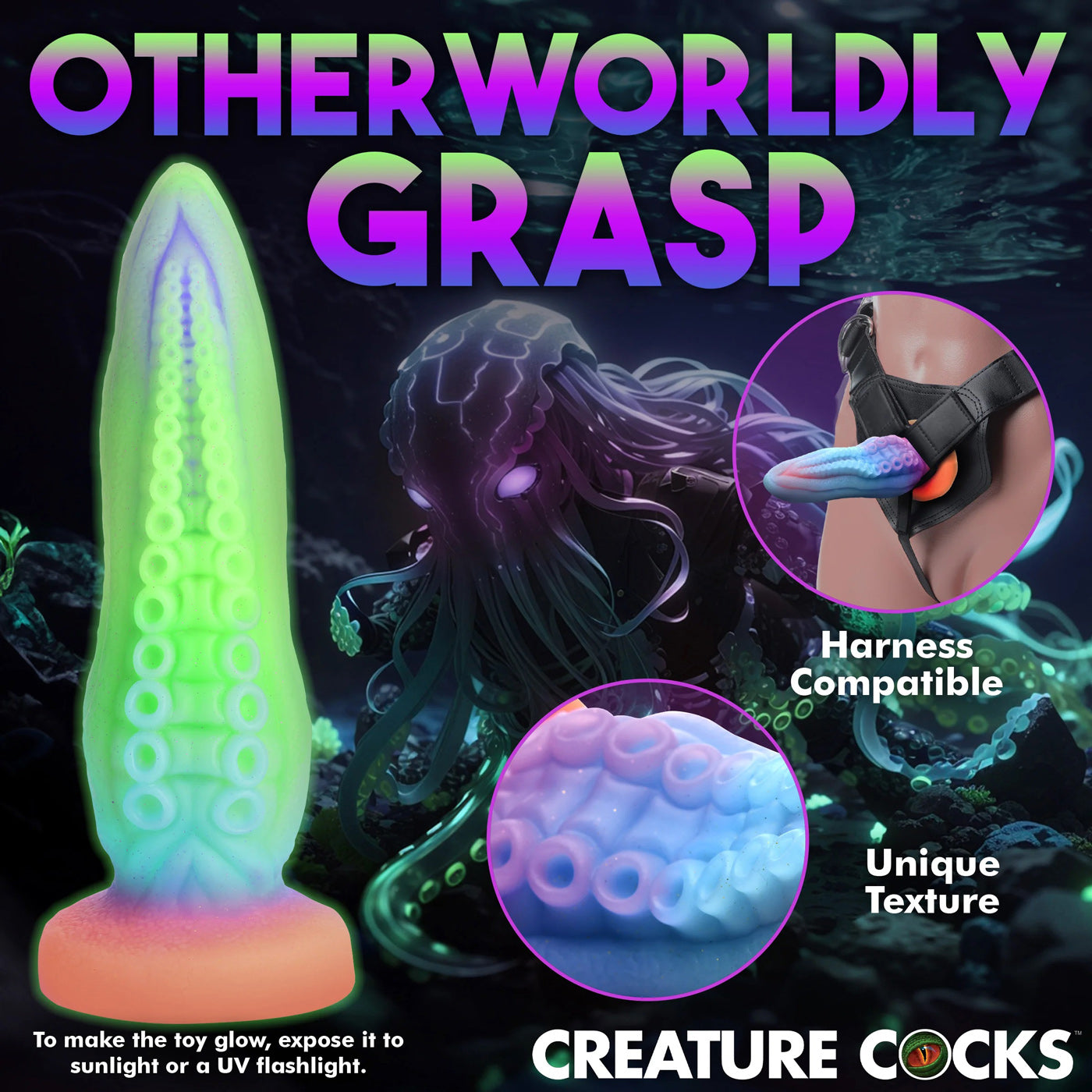 Creature Cocks Tenta Cock Glow In The Dark – Textured Dildo