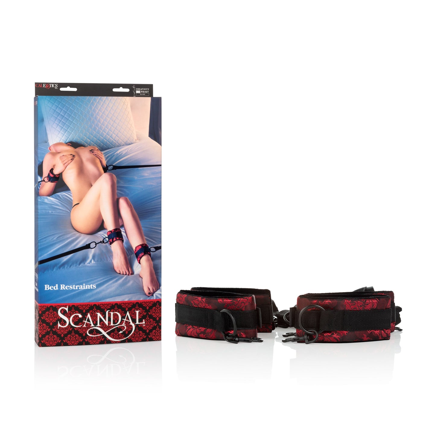 Scandal Bed Restraints (Red Brocade) – Adjustable Plush Cuffs