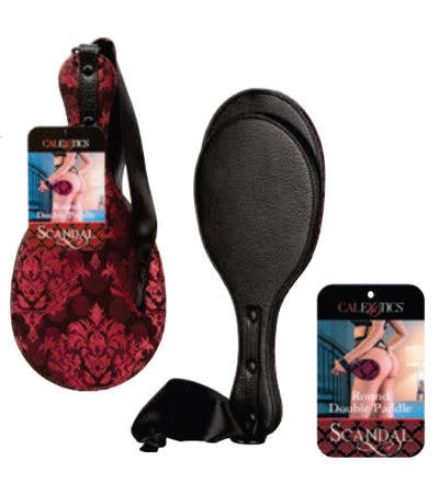Scandal Round Double Paddle Red and Black Plush Dual Layer Paddle