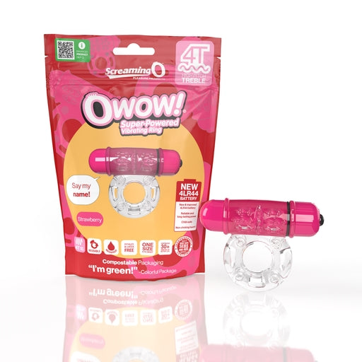 Screaming O 4T OWow Super Powered Vibrating Ring Strawberry Color Body Safe Waterproof