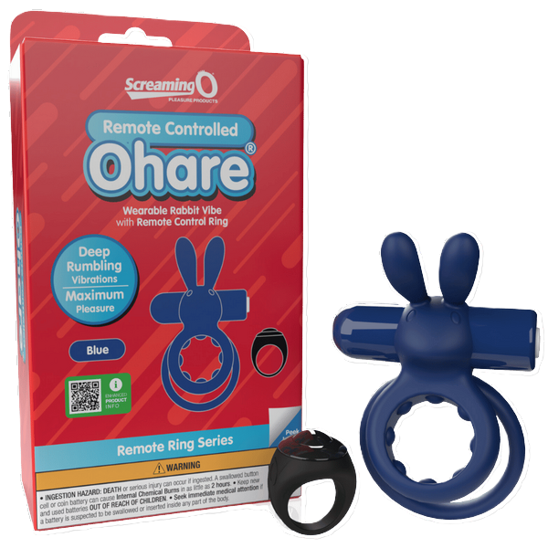 Ohare Remote Control (Blue) – Waterproof Rechargeable Wearable Rabbit Vibrator with Double-Ring Design