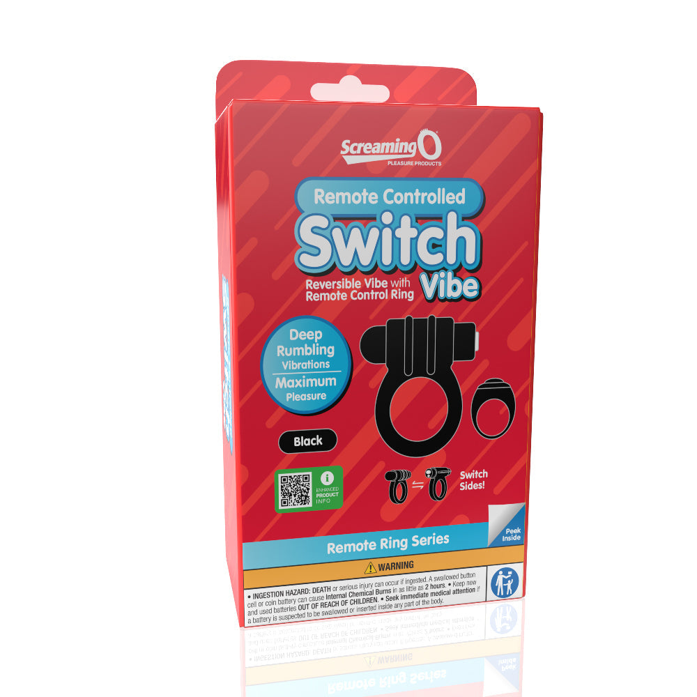 Remote Control Switch Vibe (Black) – Waterproof Rechargeable Double-Sided Vibrating Cock Ring