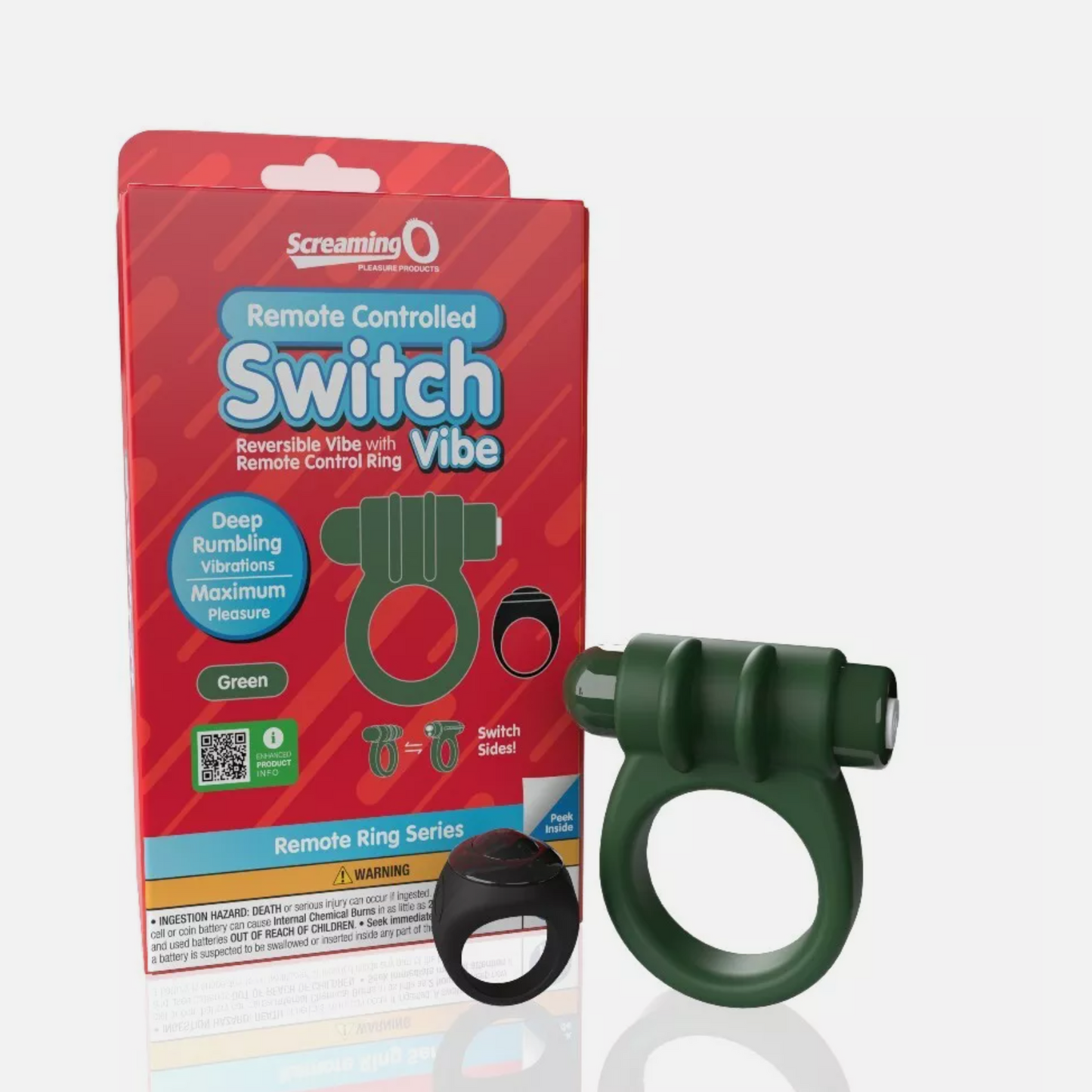 Remote Control Switch Vibe (Green) – Rechargeable Waterproof Double-Sided Vibrating Cock Ring