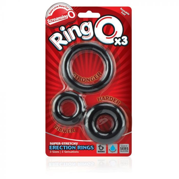 RingO X3 Cock Rings Mixed Pack - Black
