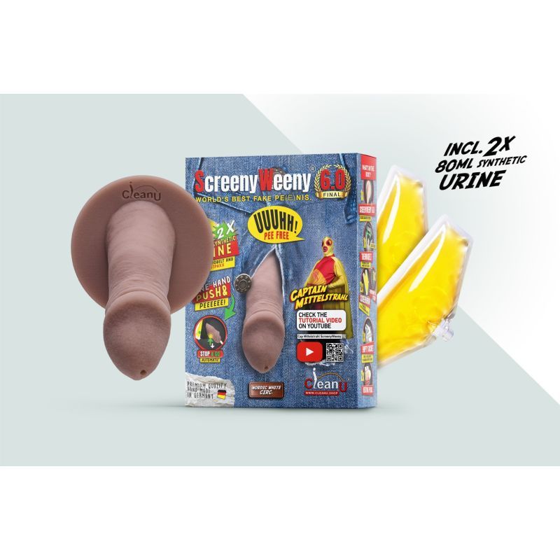 Screeny Weeny 6.0 Cut Nordic White Fake Penis with Accessories