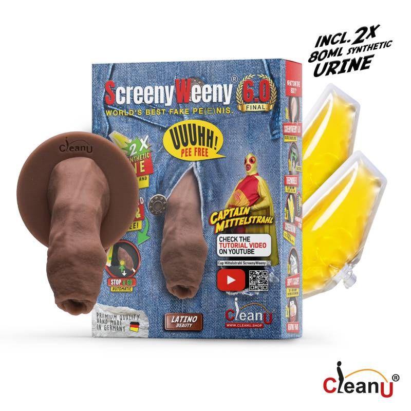 Screeny Weeny 6.0 Uncut Latino Brown Authentic Fake Penis
