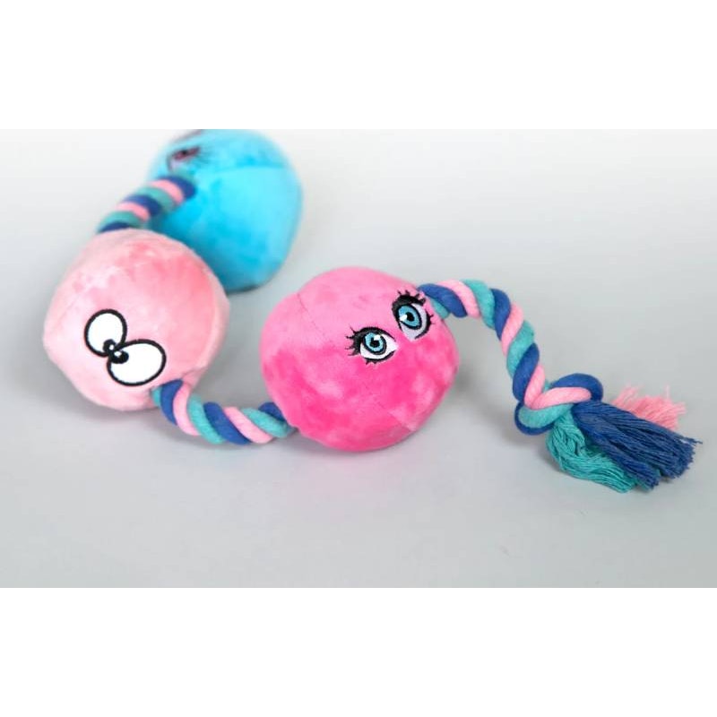 Scruffy Pet Toys Tug Buttons Plush Dog Toy for Active Play