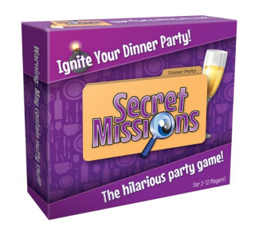 Secret Missions Dinner Party Game with 12 Secret Mission Badges and Metal Clip Badges