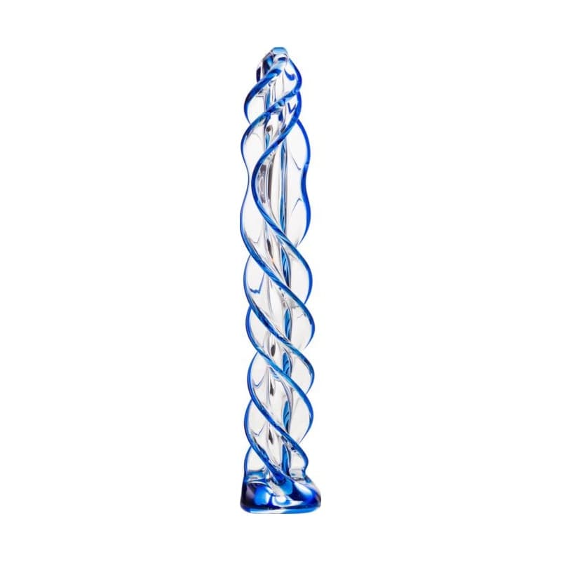 Sexus Glass Dildo Blue Helix 18.7 Centimeters