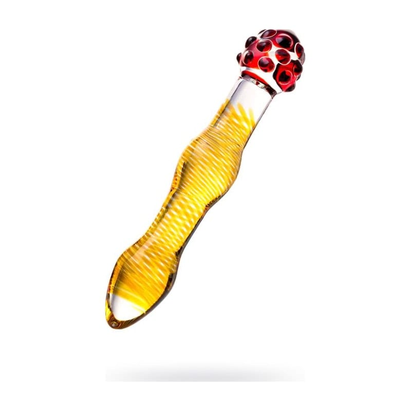 Sexus Glass Dildo Yellow and Red 20.5 Centimeters Artistic Design