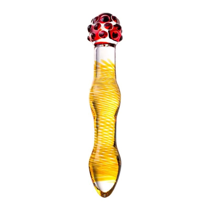 Sexus Glass Dildo Yellow and Red 20.5 Centimeters Artistic Design