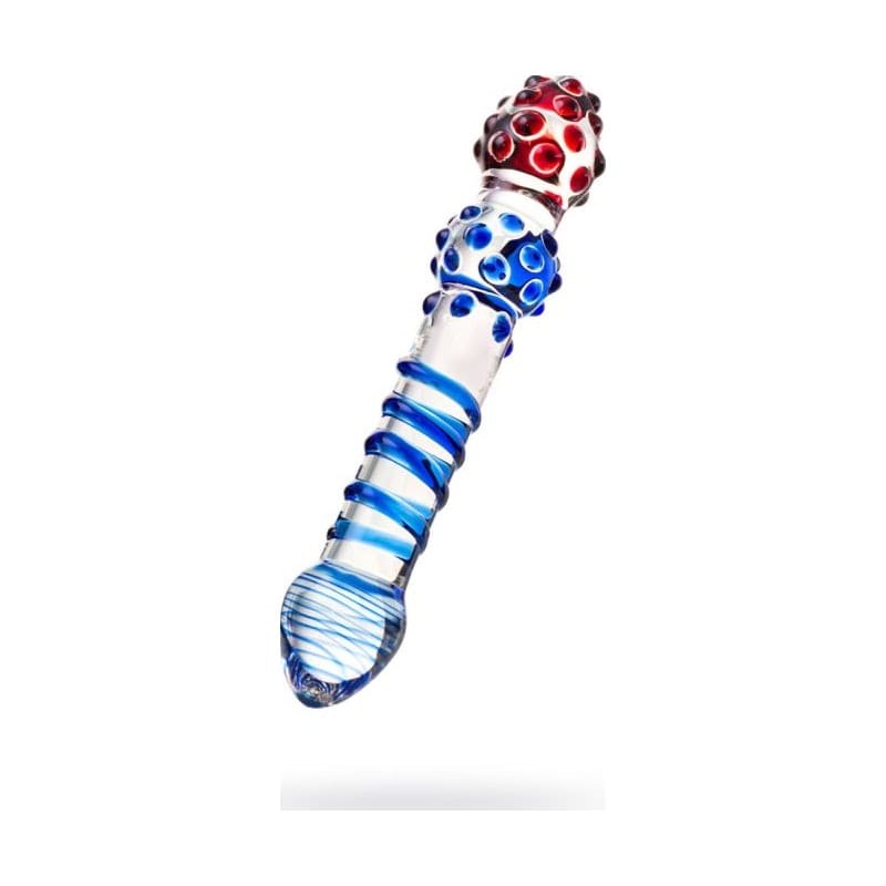 Sexus Glass Dildo in Blue and Red 20.5cm Elegant