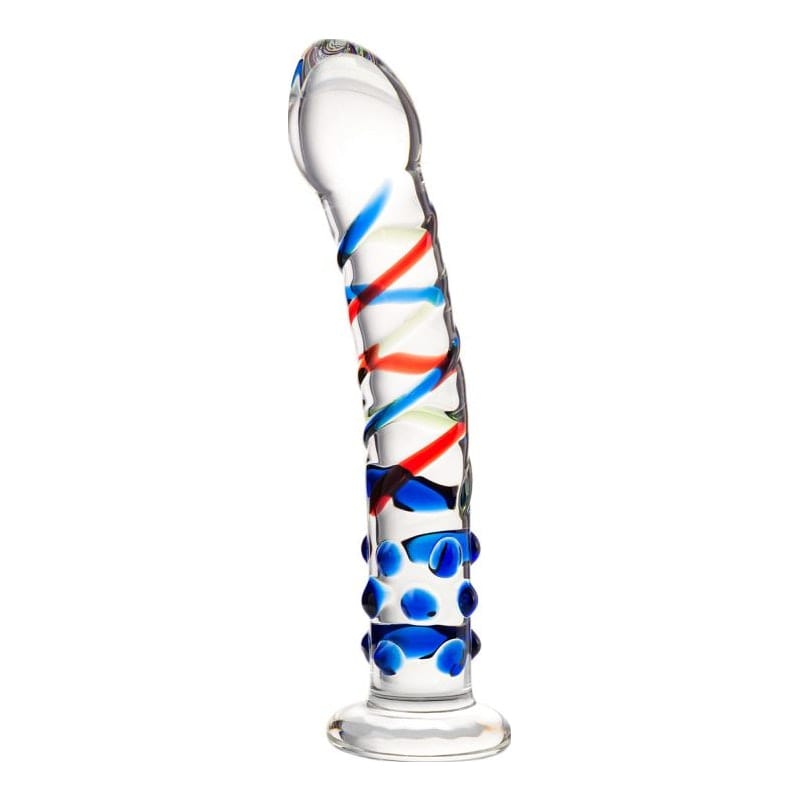 Sexus Glass Dildo with Blue Tip 18cm