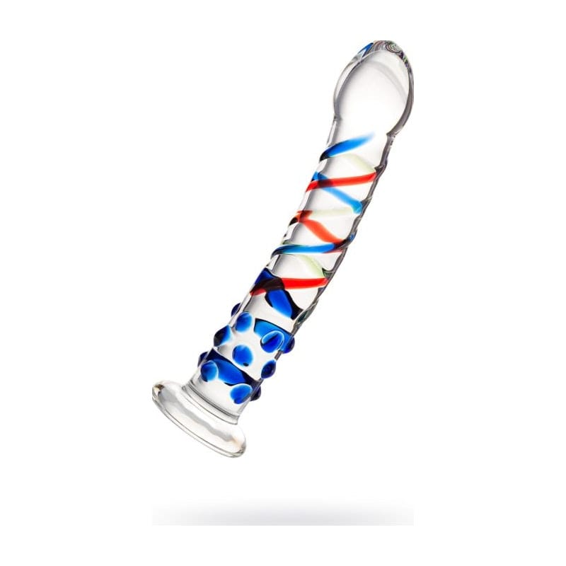 Sexus Glass Dildo with Blue Tip 18cm