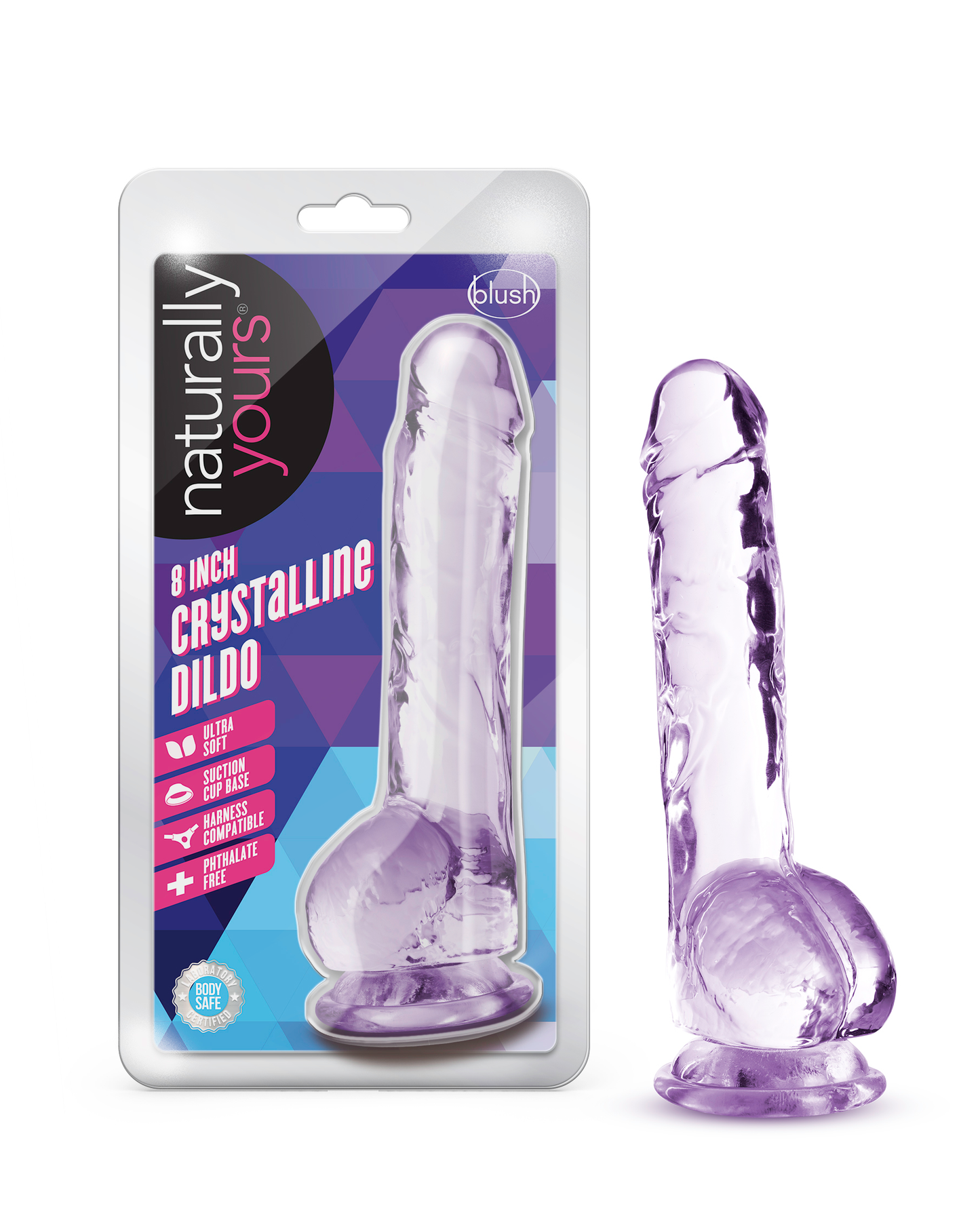 Naturally Yours 8 Inch Crystaline Dildo Amethyst