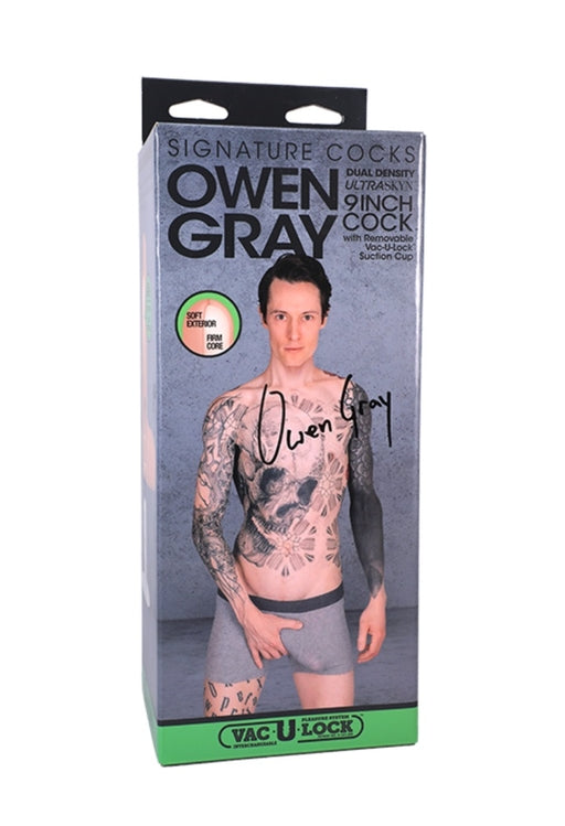Signature Cocks Owen Gray 9 Inch Ultraskyn Dual Density Cock with Removable Vac-U-Lock Suction Cup