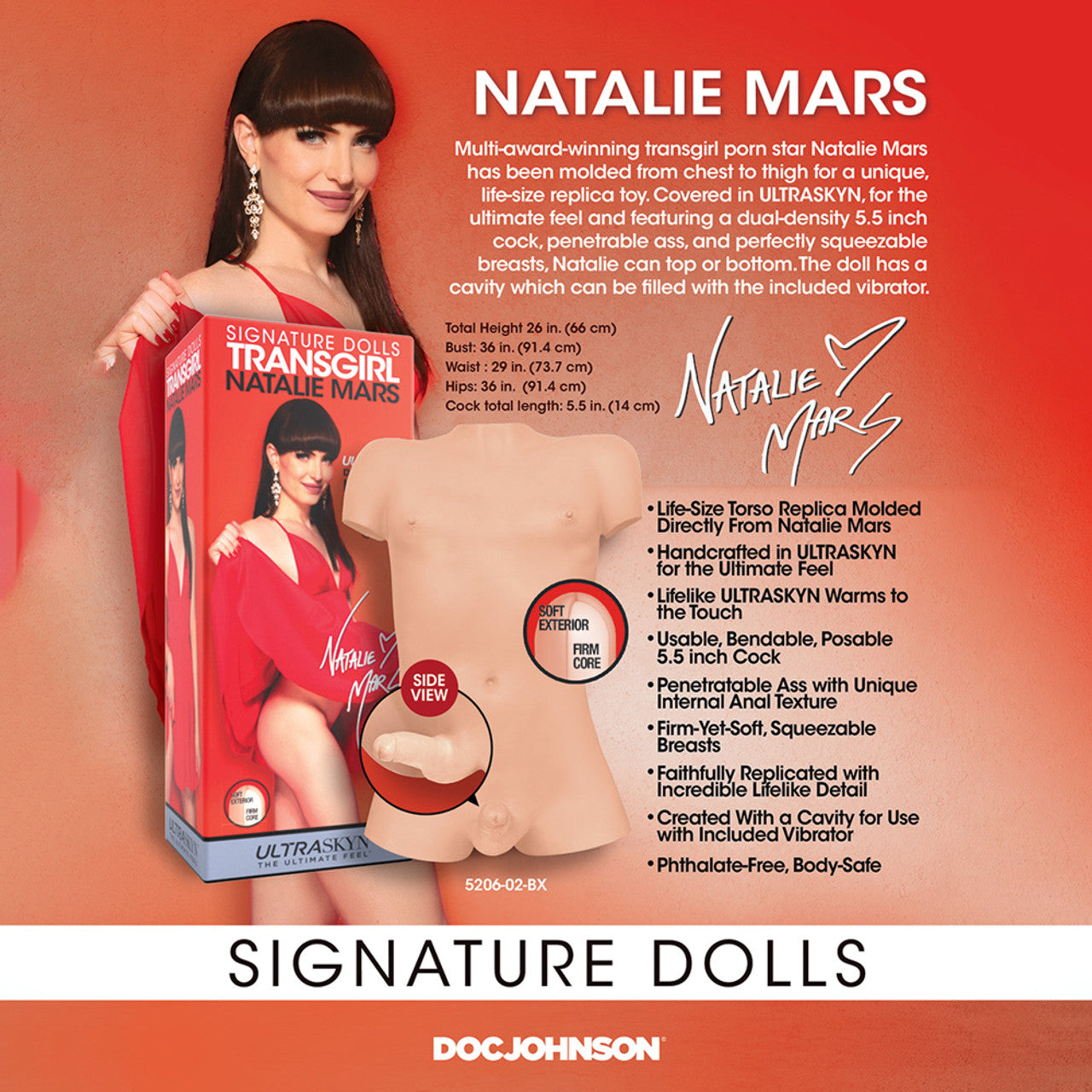 Signature Dolls TransGirl Natalie Mars – Life-Size Replica Doll with Dual-Density Cock and Penetrable Ass