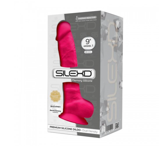 Silexd 9 Inch Model 1 Pink Premium Silicone Dildo Dual Density with Suction Cup