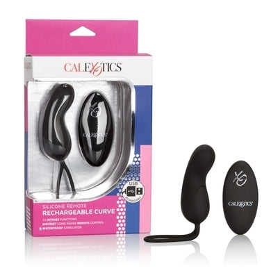 Silicone Remote Curve Mini Massager Black with 12 Vibration Modes and Waterproof Design
