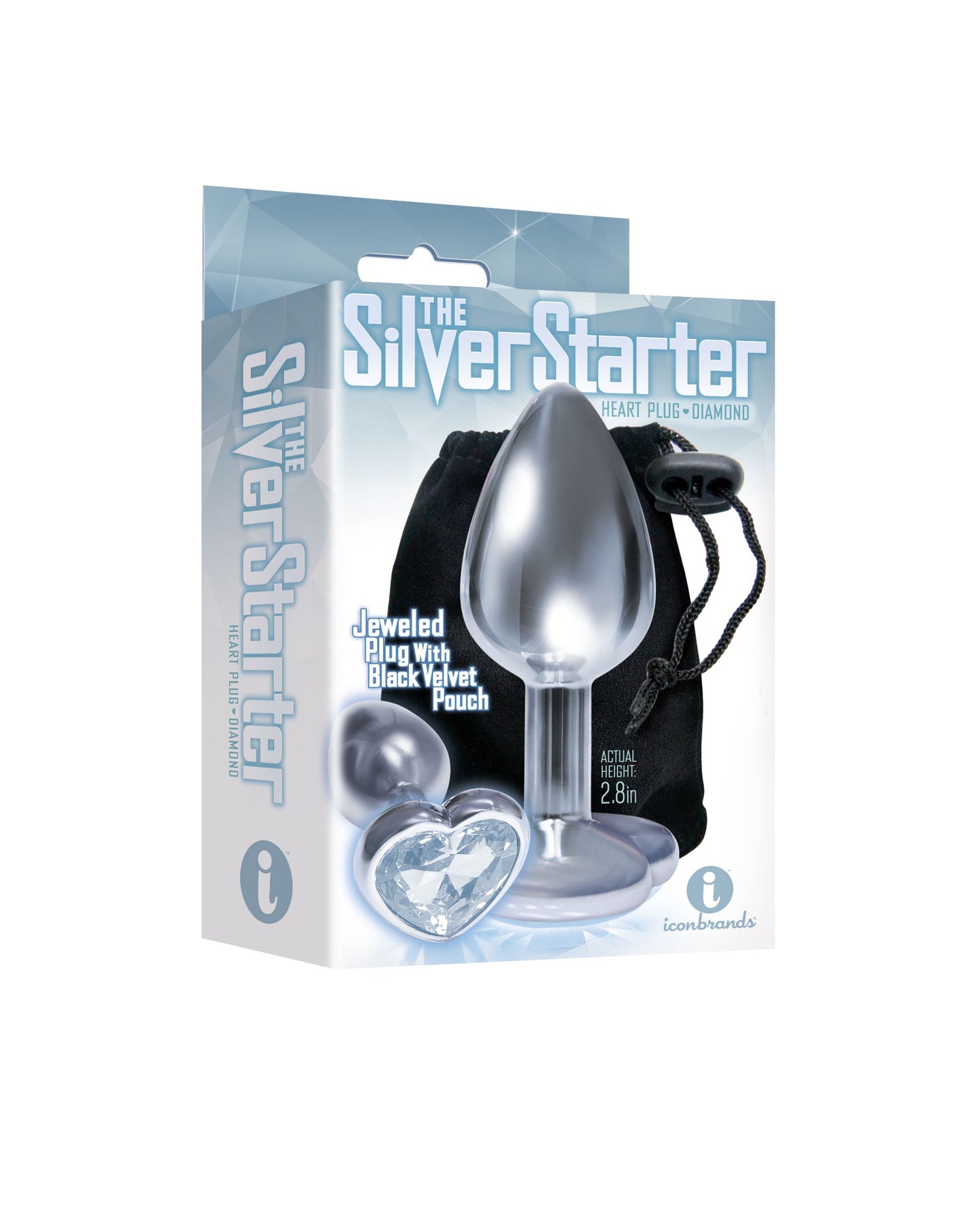 Silver Heart Bejeweled Stainless Steel Starter Anal Plug