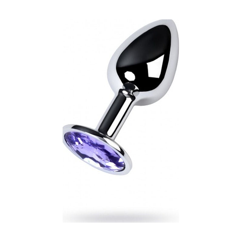 Silver Metal Anal Plug with Amethyst Crystal (Purple) – Small Anal Plug