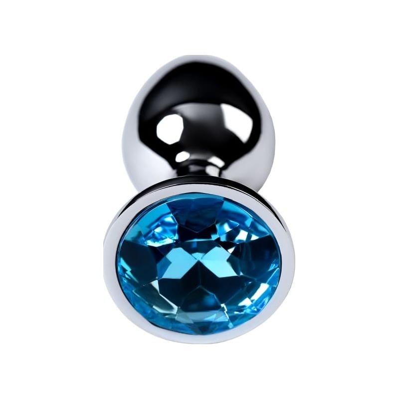 Silver Metal Anal Plug with Topaz Crystal Small