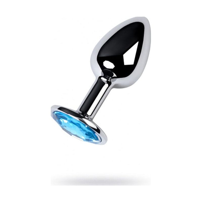 Silver Metal Anal Plug with Topaz Crystal Small