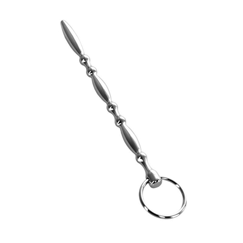 Silver Metal Beaded Urethral Plug with Ring